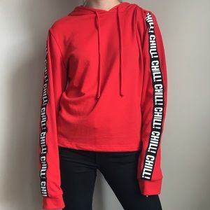 Red cropped hoodie